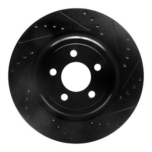 Dodge Charger Brake Rotor (1) - Rear Right - R1 Concepts - Drilled & Slotted - Black - `06-`23